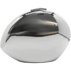 Women's Silver Sparkly Acrylic Clutch Unique Shape Purse Metallic Handbag Fancy